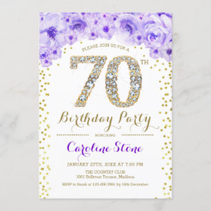 Invitación 70.ª fiesta de cumpleaños - Púrpura de oro blanco