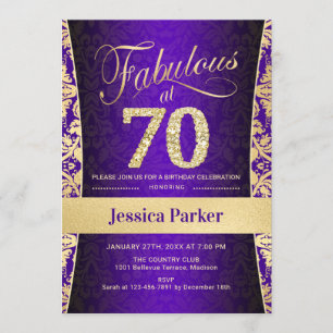 Invitación 70.ª fiesta de cumpleaños - Púrpura dorada