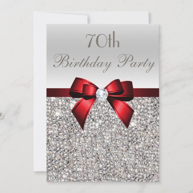 Invitación 70.ª fiesta de cumpleaños Silver secuestra el rojo (Anverso)