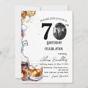 Invitación 70.ª fiesta de cumpleaños y whisky y bebidas