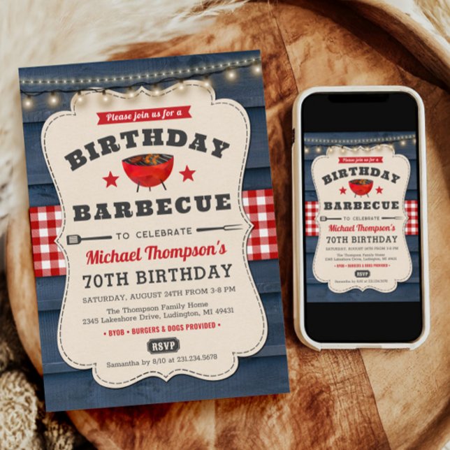 Invitación 70.ª Fiesta de parrilladas de verano (70th Birthday Invitation, Barbecue Invitation, BBQ Invitation, BBQ Invite, Summer Party Invite)