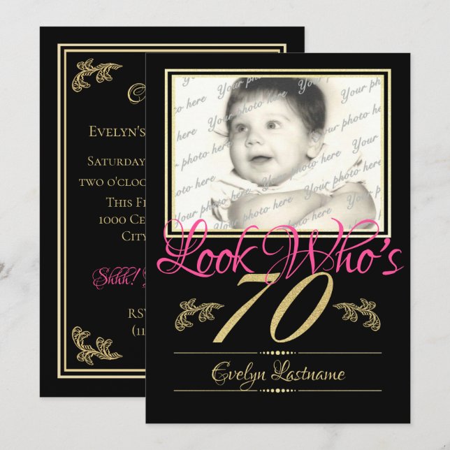 Invitación 70.ª foto de cumpleaños (Anverso / Reverso)