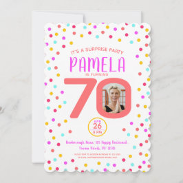Invitación 70.ª foto personalizado colorida del cumpleaños de