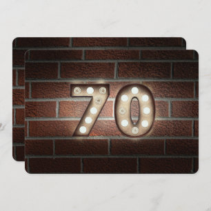 Invitación 70.ª luz de marquesina de cumpleaños en ladrillo