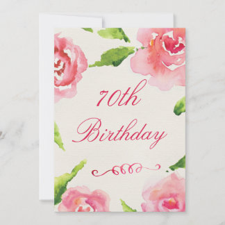 Invitación 70.ª Moda de cumpleaños Rosas de acuarela