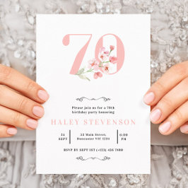 Invitación 70.ª Moda floral simple rosa y blanca