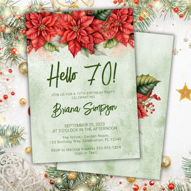 Invitación 70.ª Navidad del partido de cumpleaños Poinsettia  (Subido por el creador)