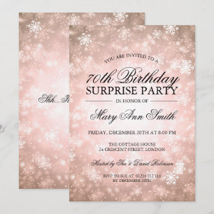 Invitación 70.ª sorpresa Cumpleaños Copper Winter Wonderland