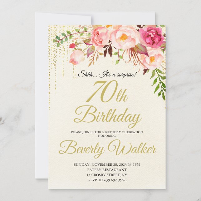 Invitación 70.ª sorpresa Cumpleaños de Mujeres (Anverso)