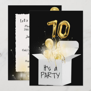 Invitación 70.º Balón De Oro De Cumpleaños En Caja Blanca