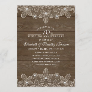 Invitación 70.º Boda Aniversario de la Rústica Madera