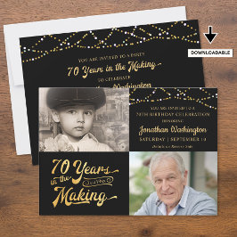 Invitación 70.º cumpleaños 2 fotos 70 años en proceso