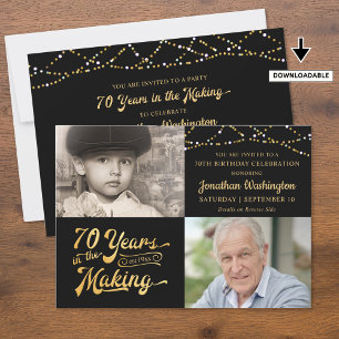 Invitación 70.º cumpleaños 2 fotos 70 años en proceso