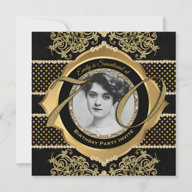 Invitación 70.º cumpleaños 70º marco de fotografía de diamant (Anverso)