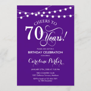 Invitación 70.º cumpleaños - Blanco morado