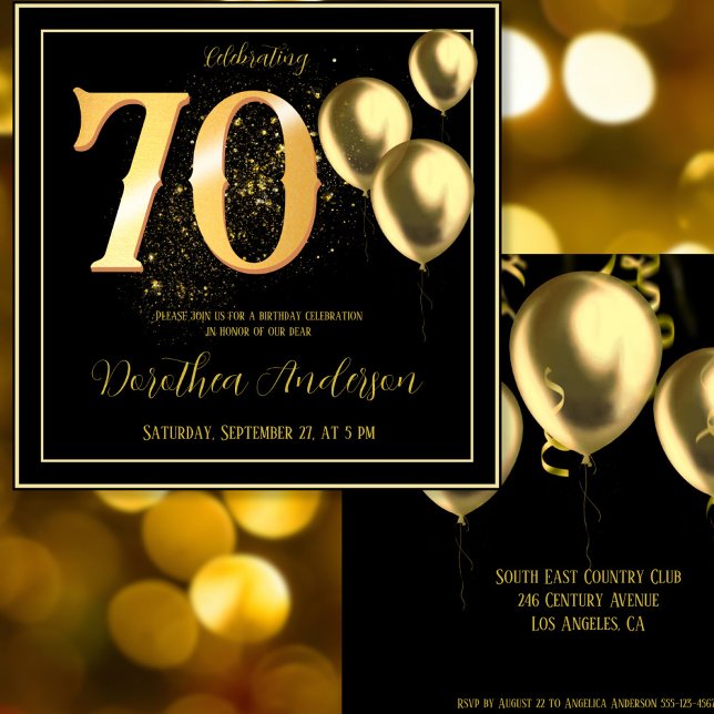 Invitación 70.º cumpleaños celebrando el Frente Dorado elegan (Subido por el creador)