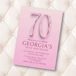 Invitación 70.º cumpleaños de diamantes rosados