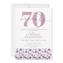 70.º cumpleaños de mariposas púrpura Feminine Flor