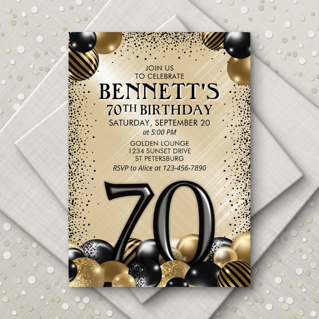 Invitación 70.º cumpleaños de oro negro (Subido por el creador)