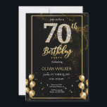 Invitación 70.º cumpleaños de oro y negro de diamantes<br><div class="desc">70.ª invitación de cumpleaños de oro y negro de diamantes, </div>