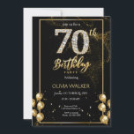 Invitación 70.º cumpleaños de oro y negro de diamantes<br><div class="desc">70.ª invitación de cumpleaños de oro y negro de diamantes, </div>