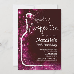 Invitación 70.º cumpleaños de Purpurina rosado de perfección