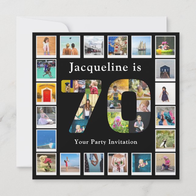 Invitación 70.º cumpleaños Diseñar tu propio Collage de fotos (Anverso)