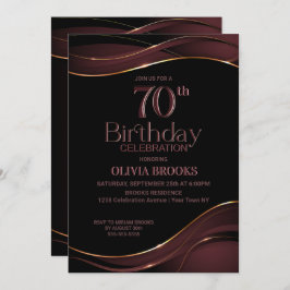 Invitación 70.º cumpleaños Fiesta rosado polvoriento negro
