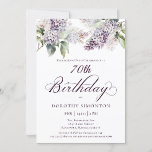 Invitación 70.º cumpleaños Flor Lilac Purple Spring