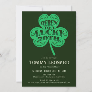 Invitación 70.º cumpleaños Lucky Shamrock Irish