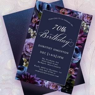 Invitación 70.º cumpleaños Moody Purple Flower Invitation