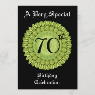 Invitación 70.º cumpleaños Morado Lime Verde Wreath Metálico