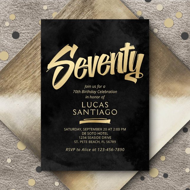 Invitación 70.º cumpleaños Oro Negro (Subido por el creador)
