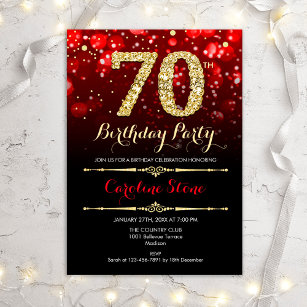 Invitación 70.º cumpleaños - Oro negro rojo