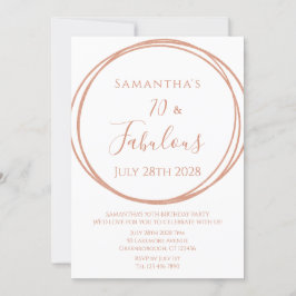 Invitación 70.º cumpleaños Rosa oro Cumpleaños Mínimo