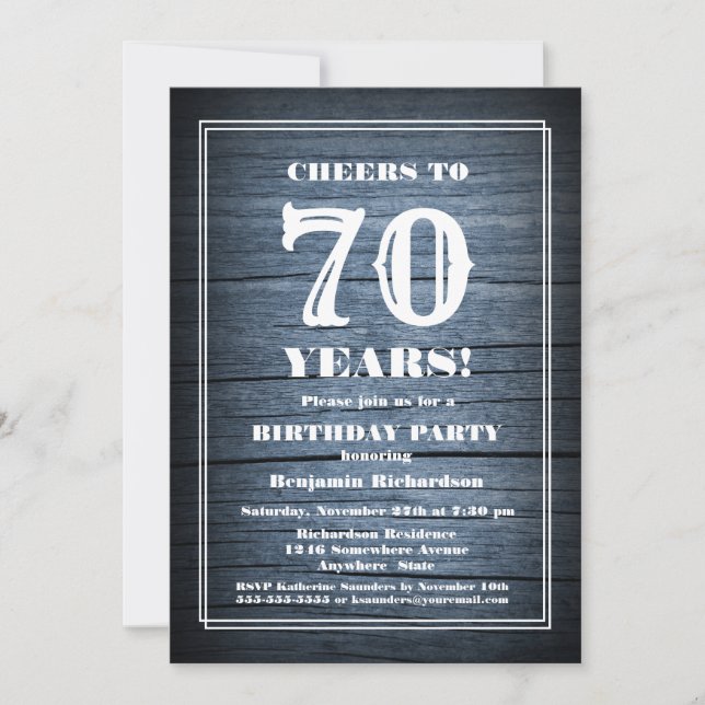 Invitación 70.º Fiesta de Madera de Campo de Cumpleaños (Anverso)