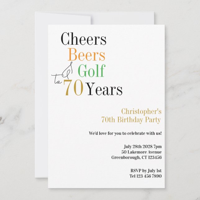 Invitación 70.º Fiesta Mínimo de Alegres de Golf (Anverso)