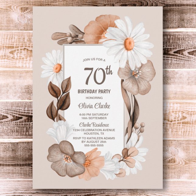 Invitación 70.º Fiesta rústico de Boho Floral (Subido por el creador)