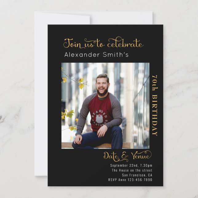 Invitación 70.º Nacimiento Negro (Anverso)