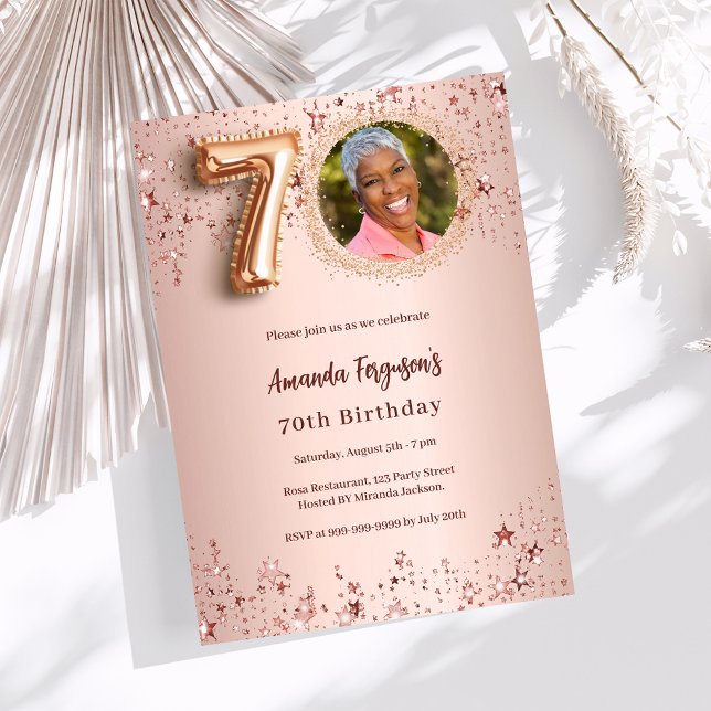 Invitación 70.º rosa de cumpleaños (Subido por el creador)