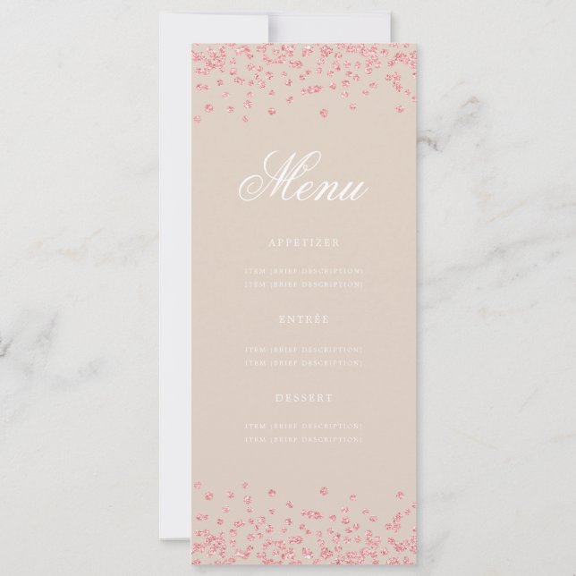 Invitación 70.º Rosa del menú de cumpleaños Gold Confetti Cha (Reverso)
