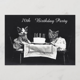 Invitación 70.a fiesta de cumpleaños de los gatitos lindos