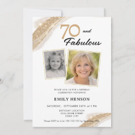 Invitación 70 and Fabulous Gold 2 Photo Birthday