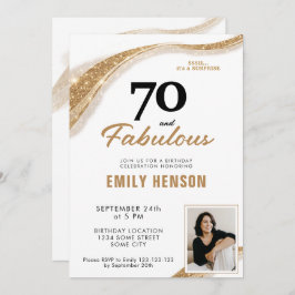 Invitación 70 and Fabulous Gold 70th Birthday
