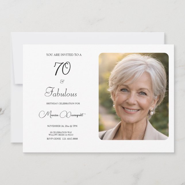 Invitación 70 and Fabulous  Photo 70th Birthday Party (Anverso)