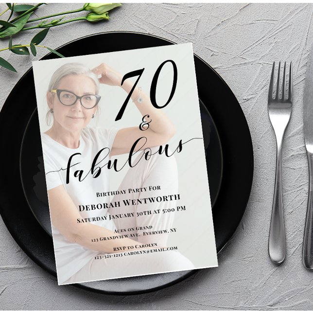 Invitación 70 and Fabulous Sixtieth Birthday Photo Script Inv (Subido por el creador)