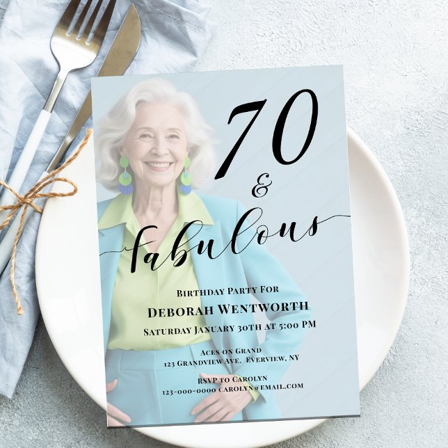 Invitación 70 and Fabulous Sixtieth Birthday Photo Script Inv (Subido por el creador)