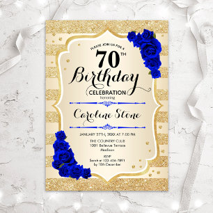 Invitación 70 Aniversario - Bandas de oro Rosas azules reales
