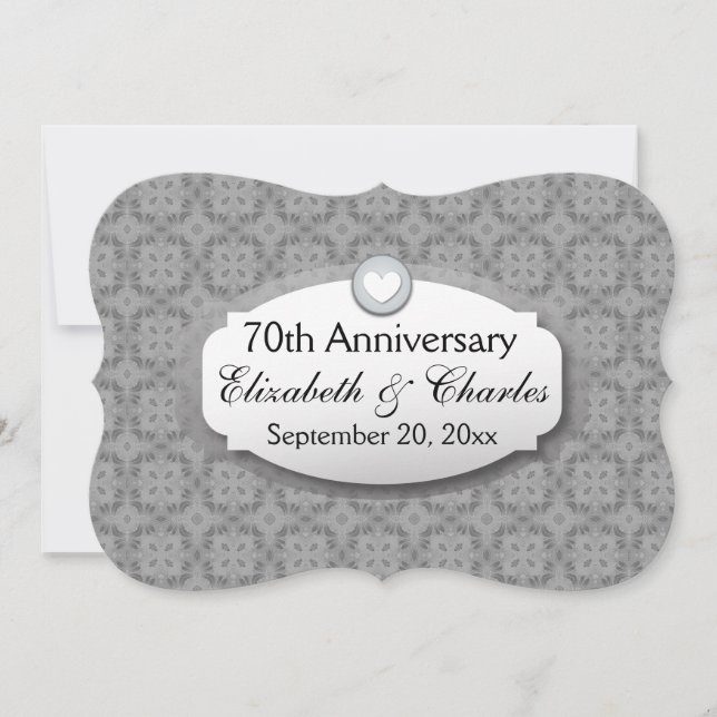 Invitación 70 Aniversario Boda Platinum Z03 (Anverso)