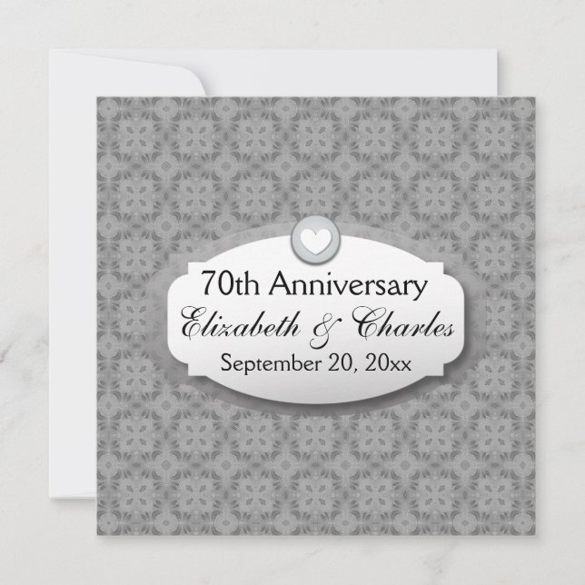 Invitación 70 Aniversario Boda Platinum Z03 (Anverso)